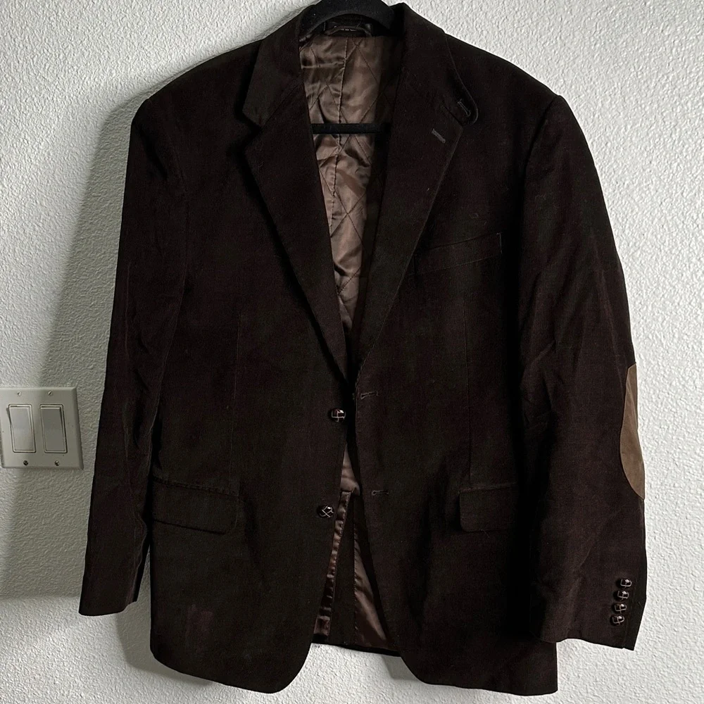 Lauren Ralph Lauren leather button Brown corduroy Blazer  elbow patches size  42